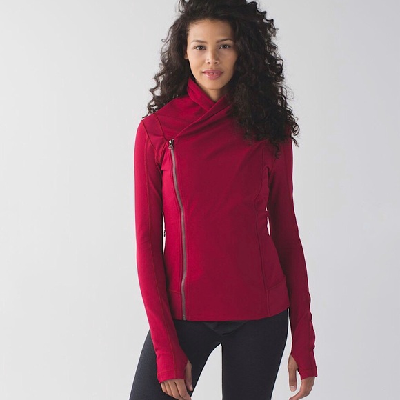 lululemon athletica Jackets & Blazers - Lululemon Cranberry Red Bhakti Yoga Zip Jacket 8